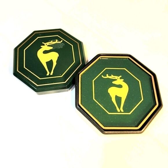 Vintage Enesco Christmas Plastic Coasters Set - Picture 3 of 5